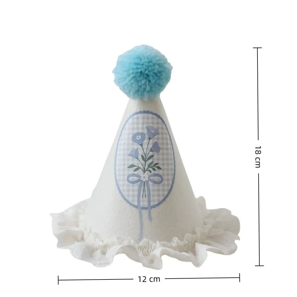 Princess Birthday Hat – Lace Wool Ball Cap for Girls & Photos
