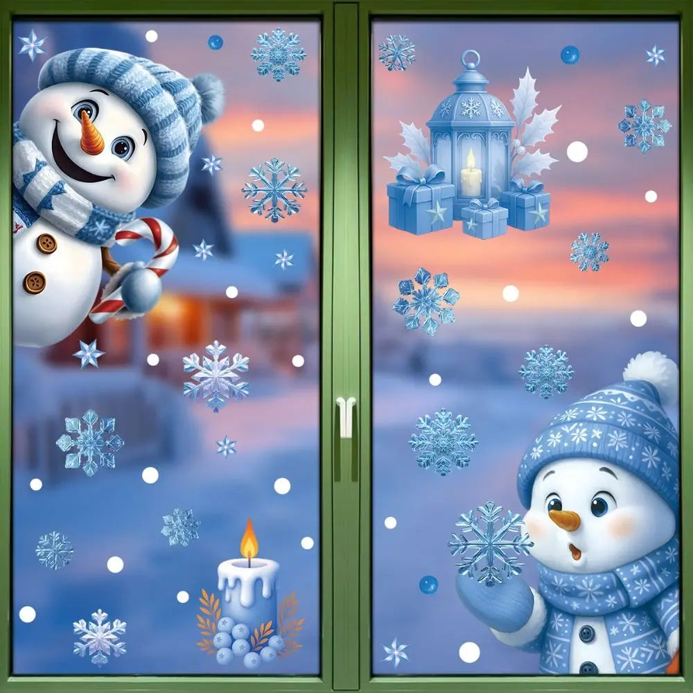 PVC Christmas Window Stickers – Santa, Snowman & Snowflake