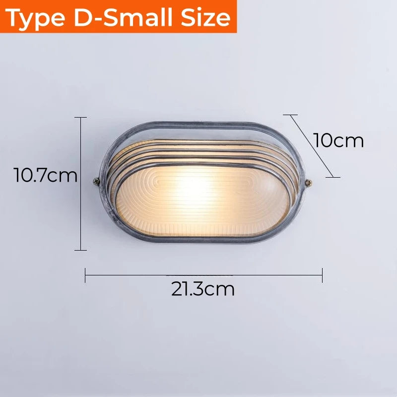 Retro Industrial LED Wall Sconce IP65 Waterproof E27 Glass