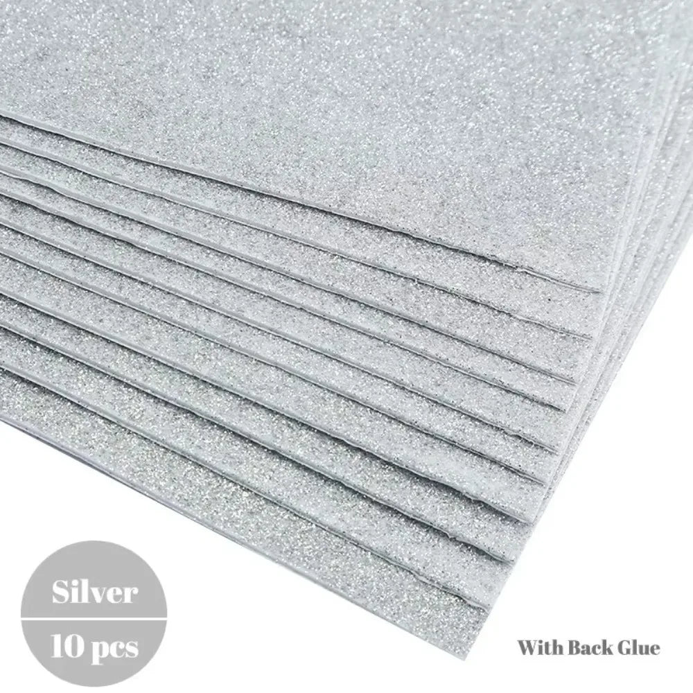 Self-Adhesive Glitter EVA Foam Paper A4 – 10-Pack Craft Sheets