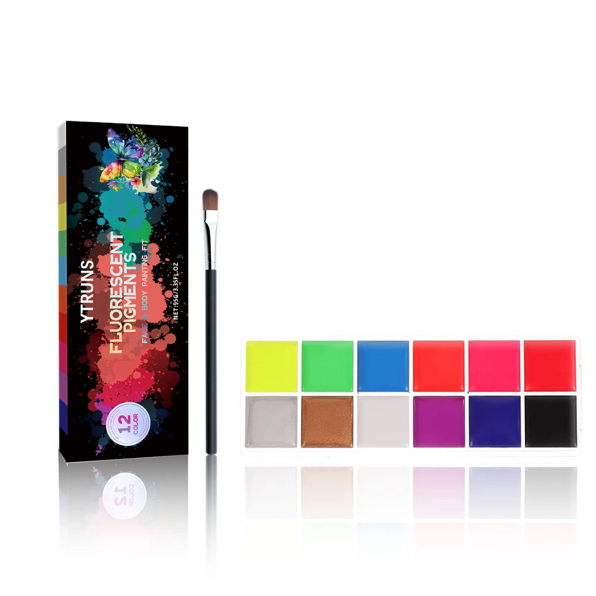12-Color UV Glow Face & Body Paint Palette | Halloween Cosplay