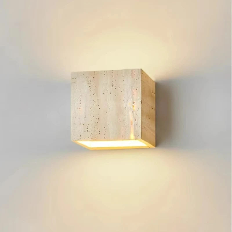 Travertine Stone LED Wall Sconce – Modern Nordic Bedside Lamp