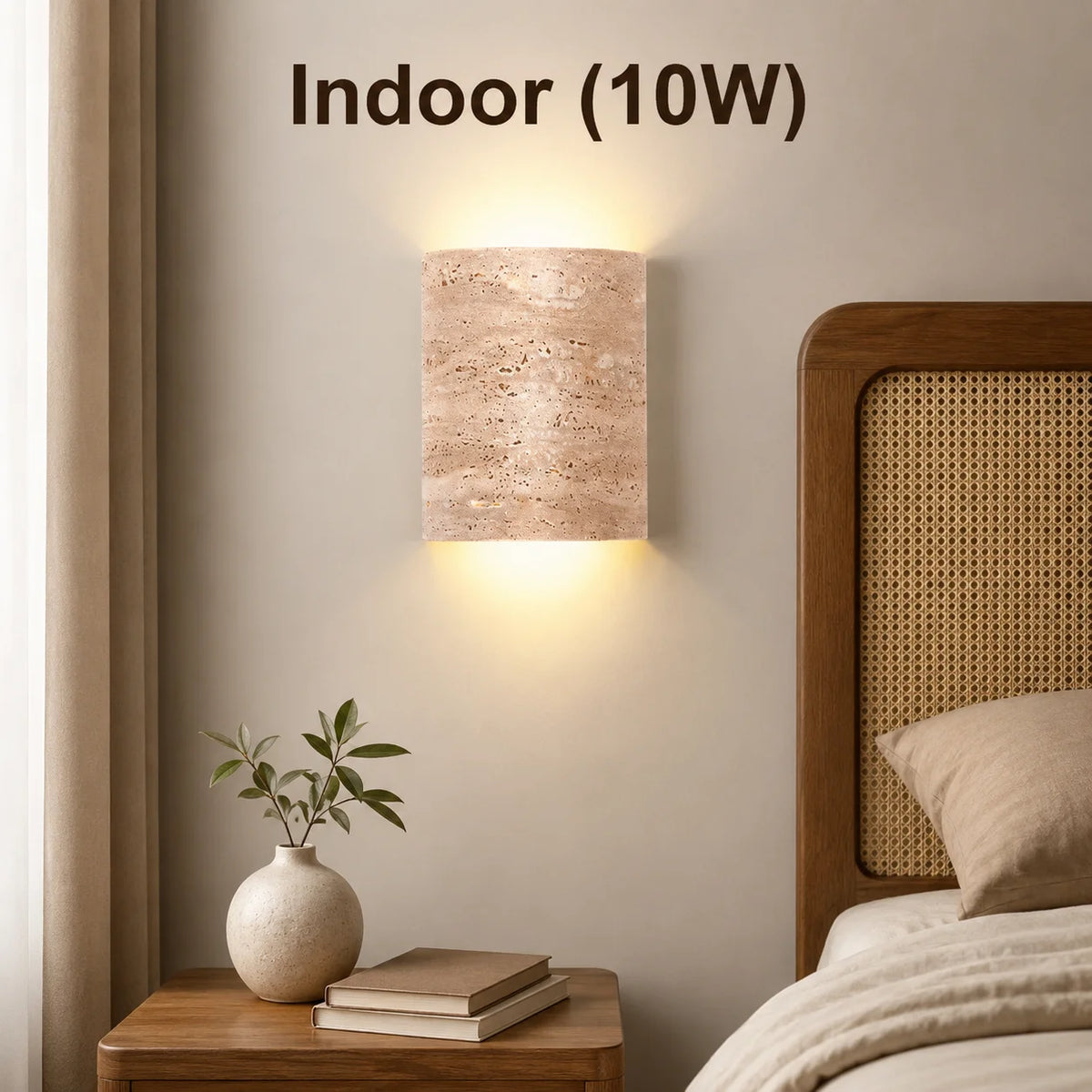 Wabi Sabi Yellow Travertine LED Wall Sconce – Natural Stone Lamp
