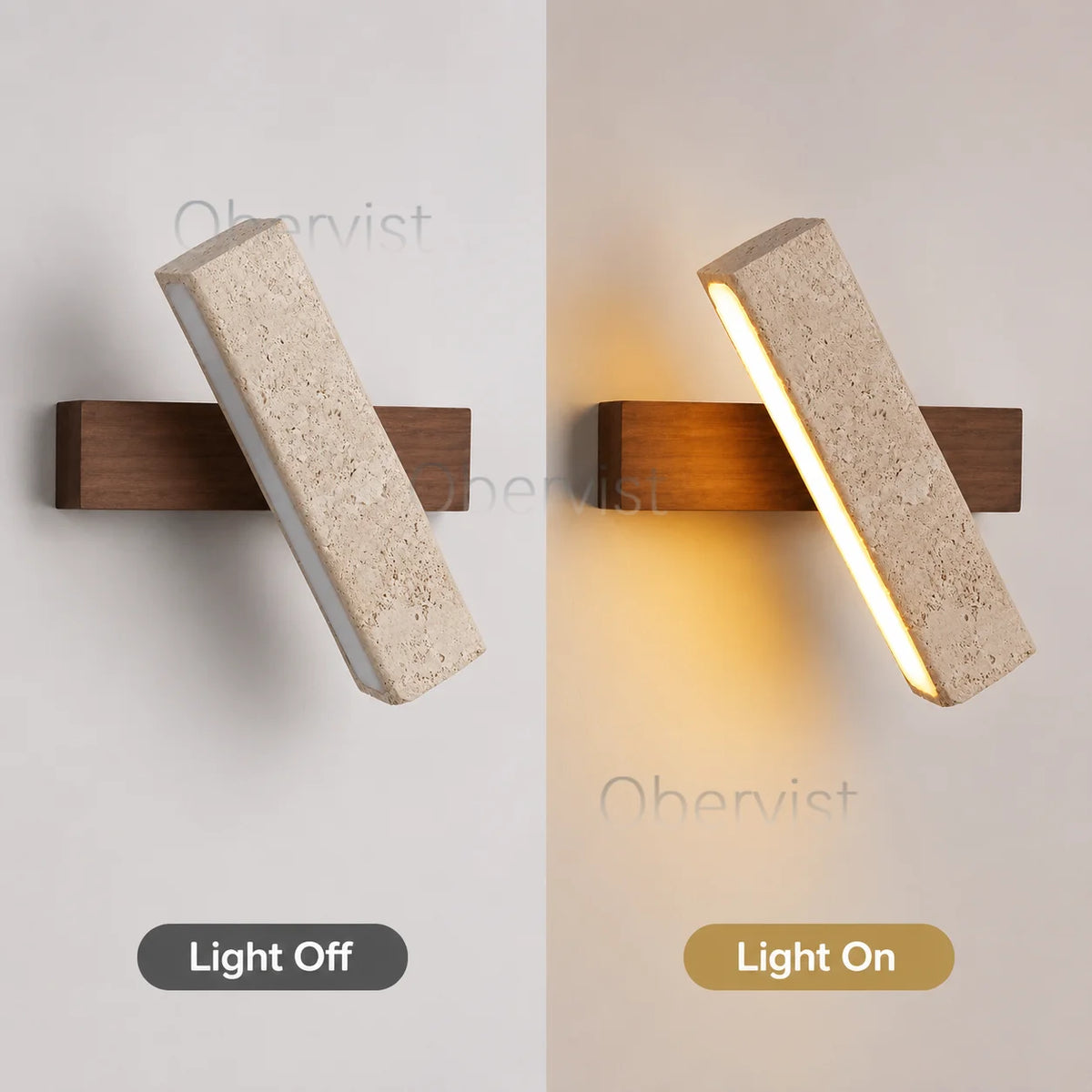 Wabi-Sabi Travertine LED Wall Sconce | Rotatable Pull Chain Lamp