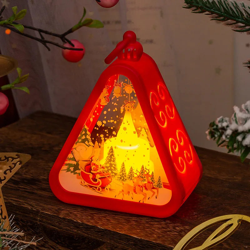 Rustic Vintage Christmas Night Light Lantern | Holiday Tabletop Decor