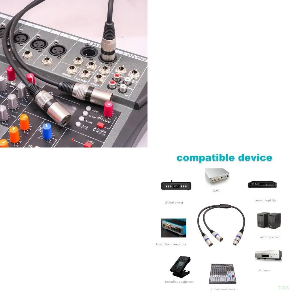 3-Pin XLR Female to Dual XLR Male Y Splitter Cable 0.5M