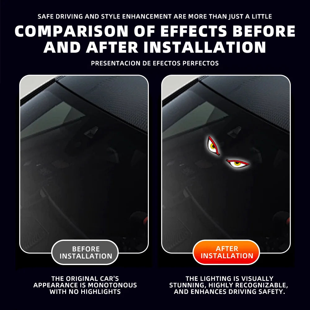 Solar Demon Eye Neon Ambient Light – Car Windshield Decor