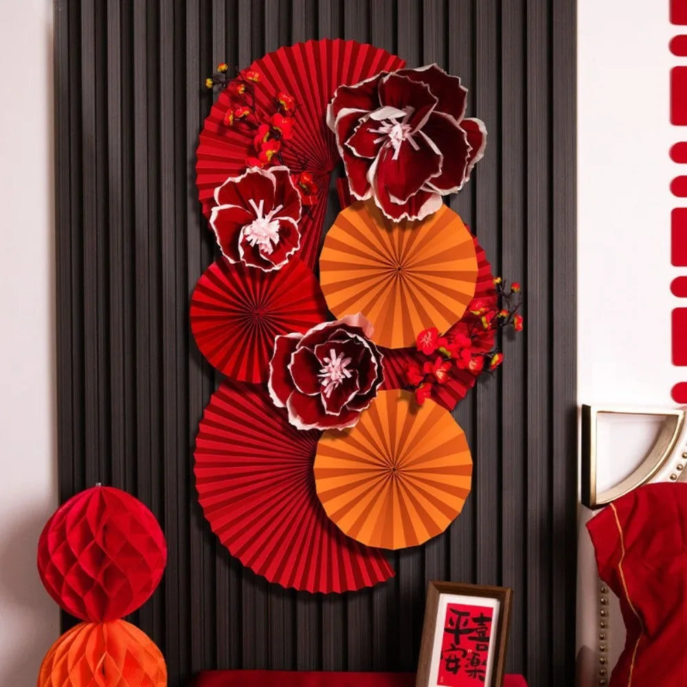 Chinese New Year Paper Flower Backdrop – DIY Red Spring Decor