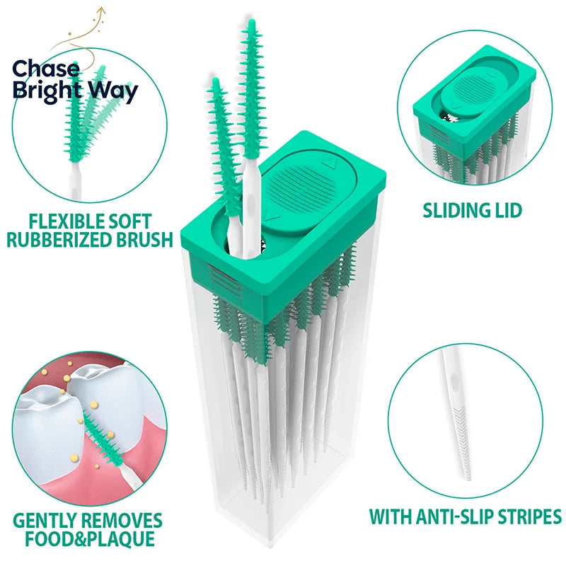 Silicone Interdental Brushes 100 Pcs – Disposable Teeth Cleaners