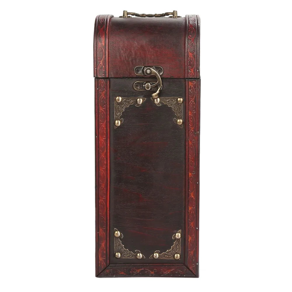 Wooden Wine Gift Box – Single Bottle Case with Lid & Handle