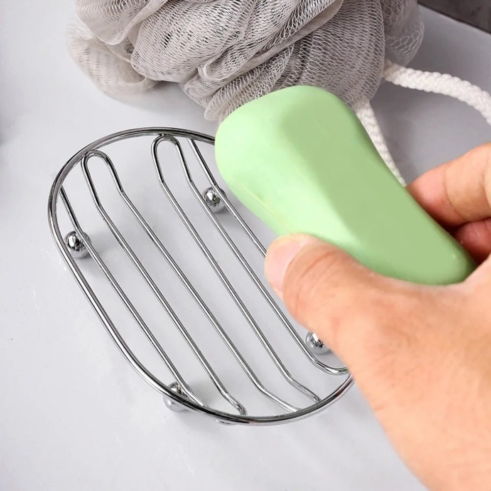 Stainless Steel Self-Draining Soap Dish Rack – Silver