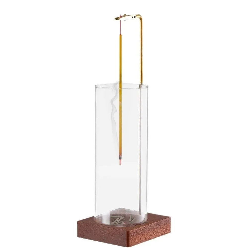 Solid Wood & Glass Incense Stick Holder Burner | Home Décor