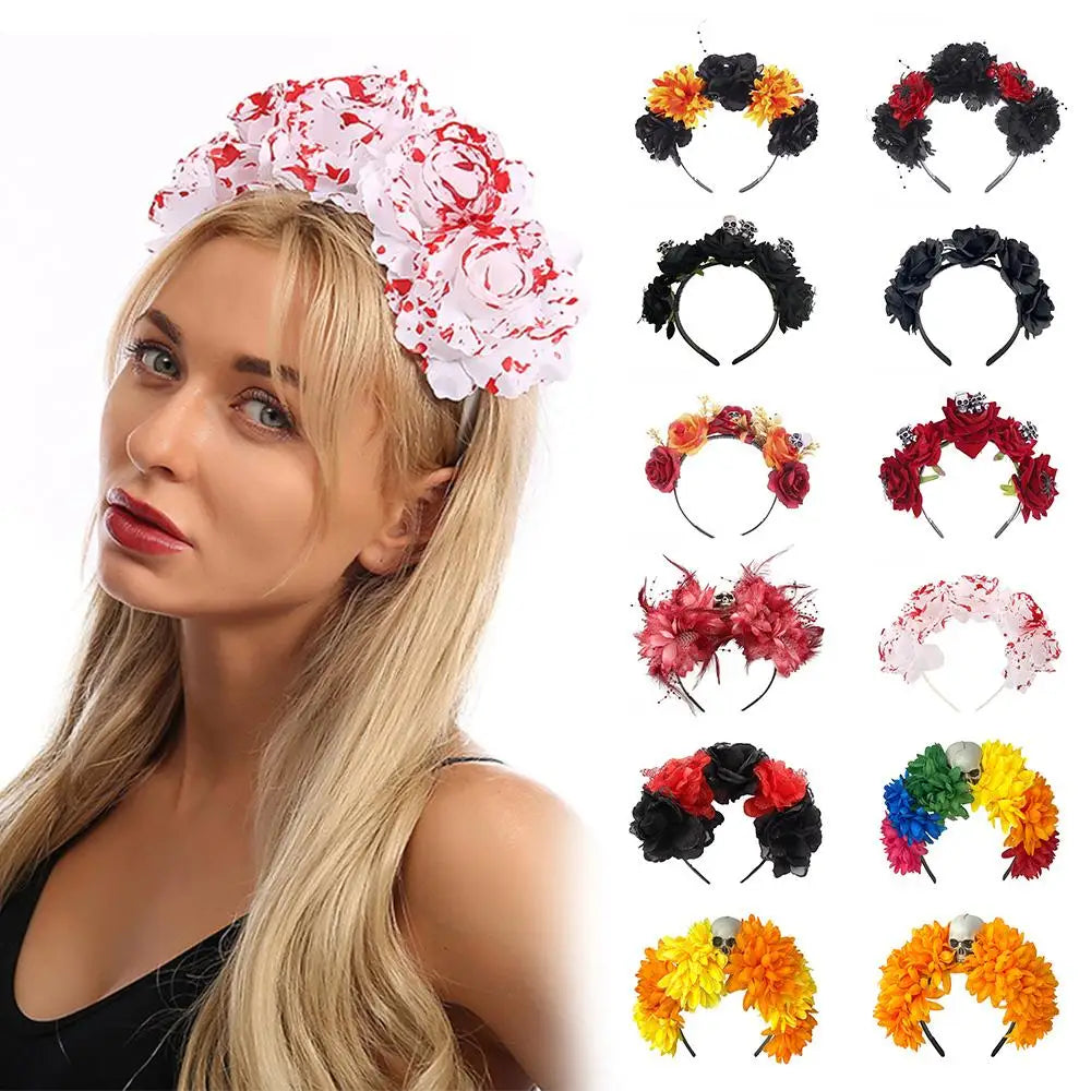 Spider Skull Halloween Flower Crown Headband – Women
