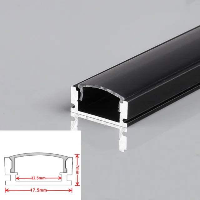 U-Shape LED Aluminum Profile Channel 50cm – Black/Milky Cover
