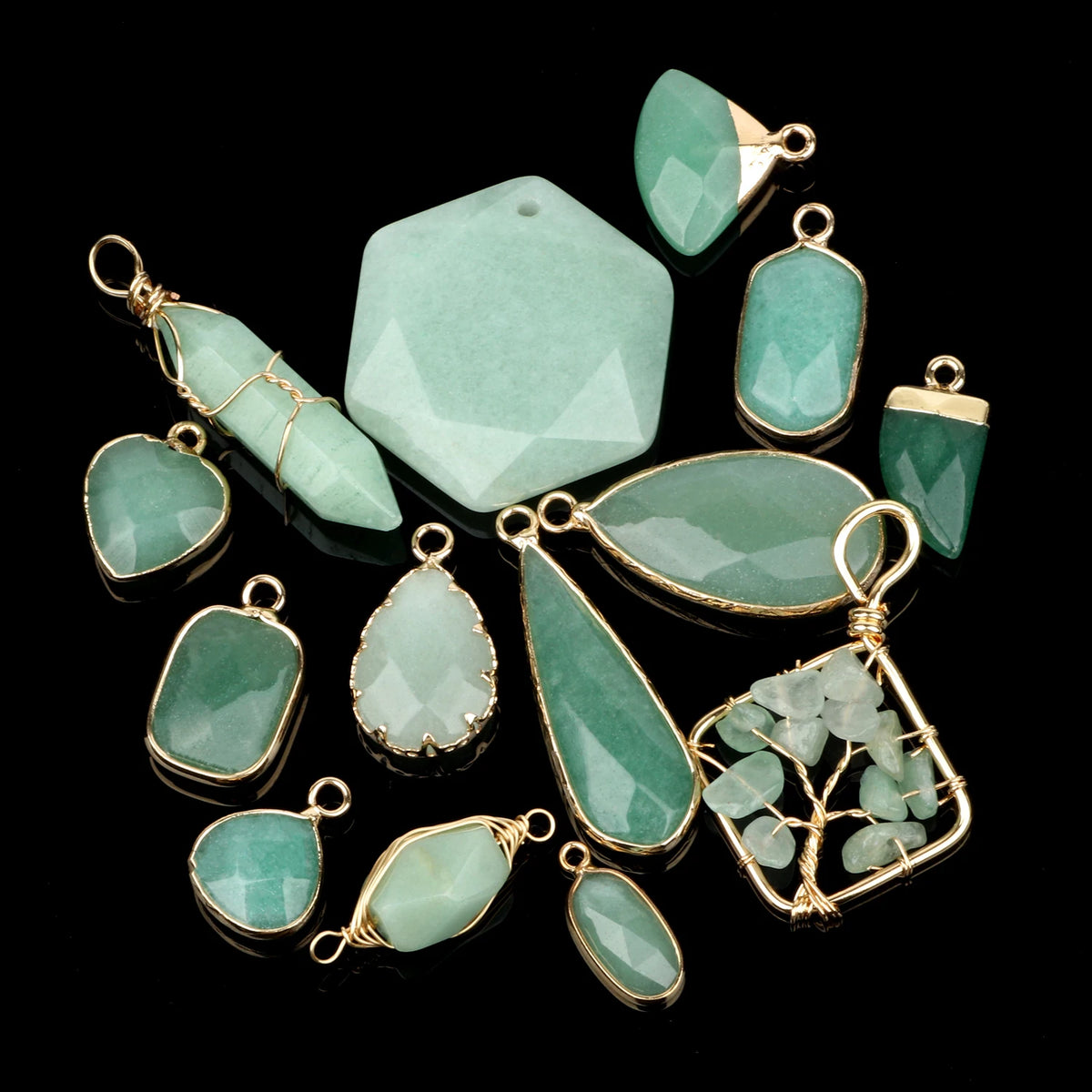 Natural Green Aventurine Stone Pendant Charm | DIY Jewelry