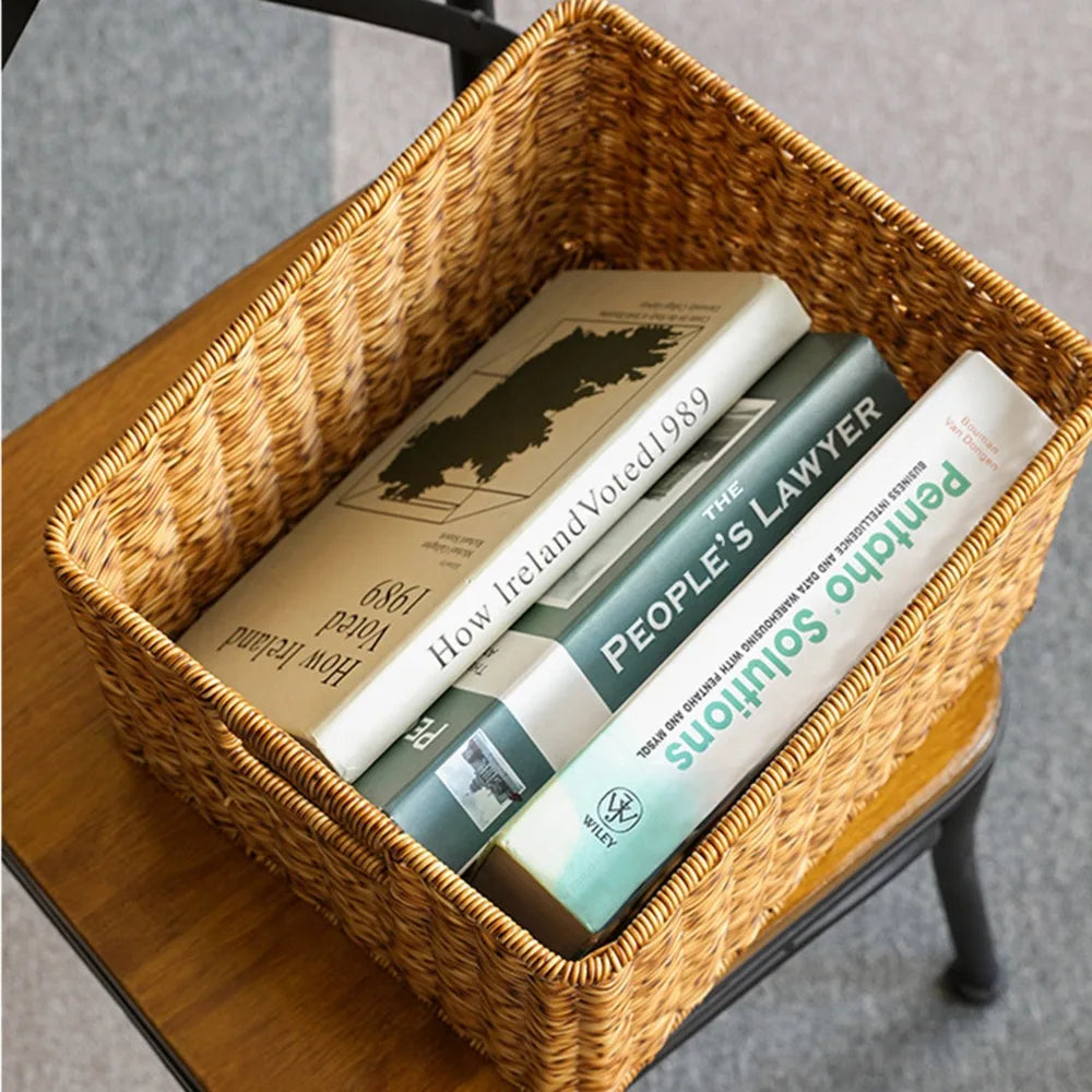 Woven Look Storage Basket with Handles – Home Organizer