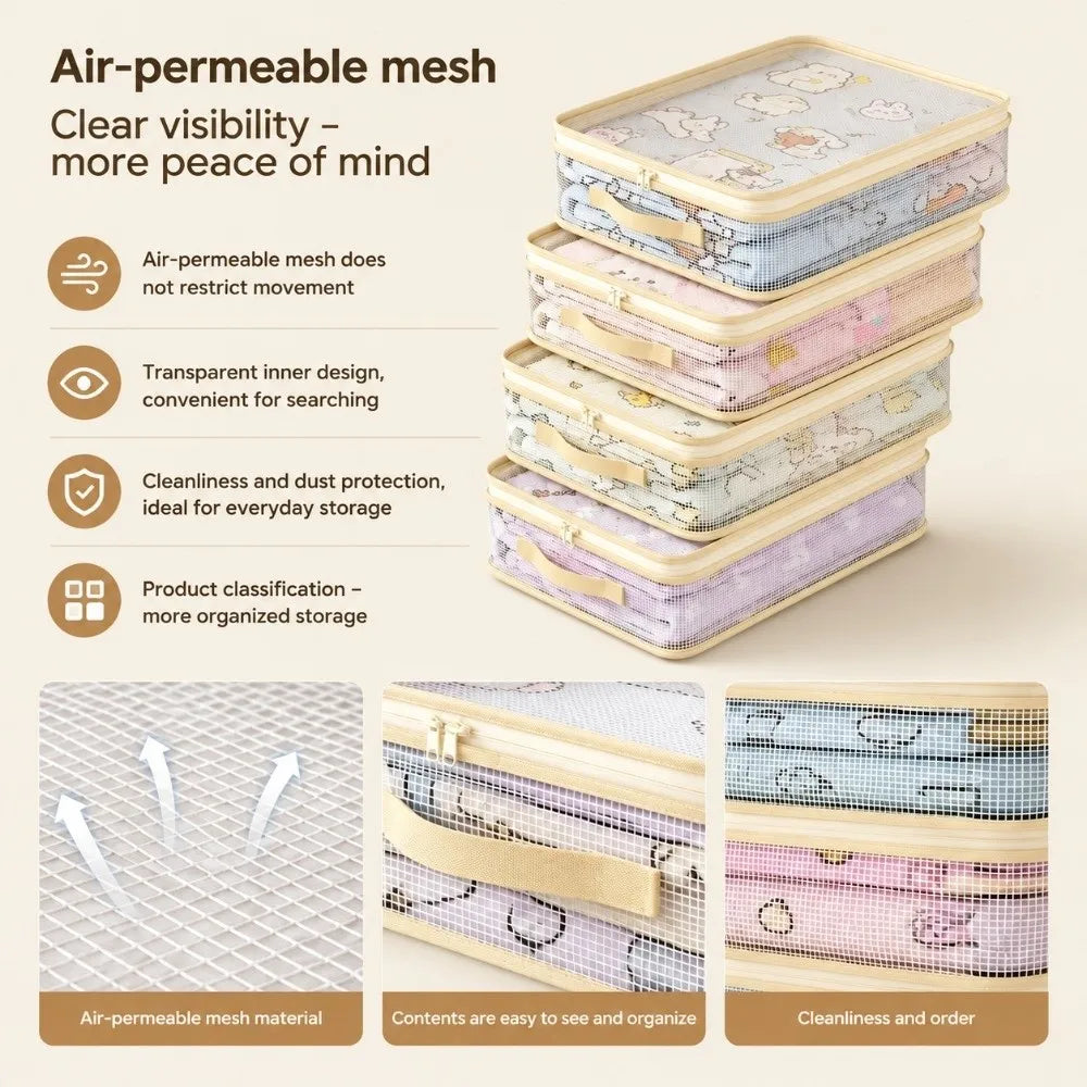4-Pack Stackable Foldable Mesh Storage Bags – Wardrobe Organizer