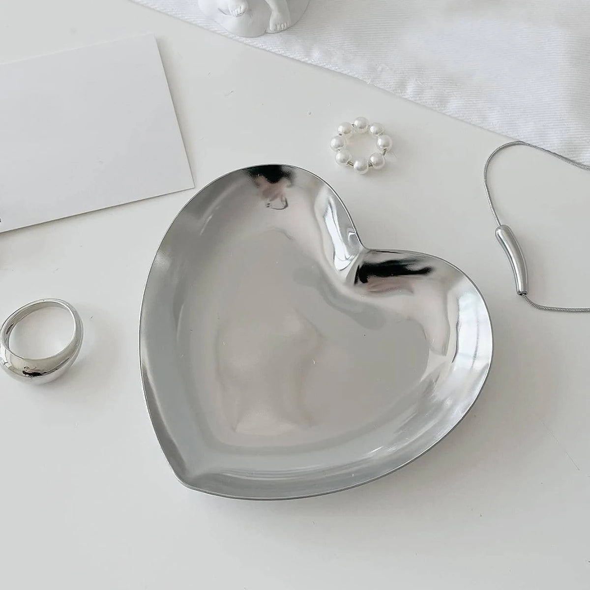 Silver Stainless Steel Cosmetic & Jewelry Storage Tray