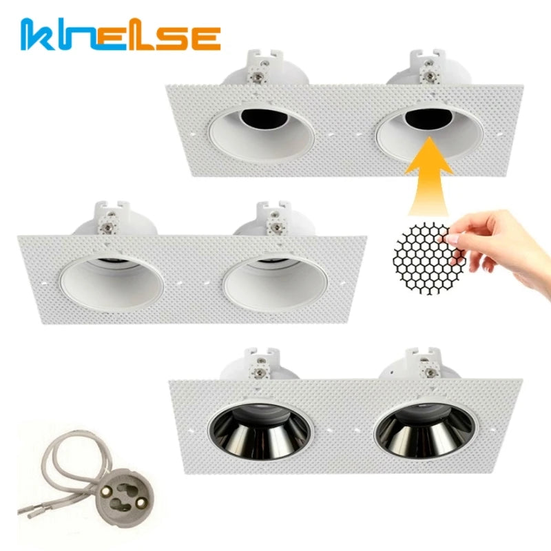 Trimless Square LED Downlight Frame Double Head GU10 MR16