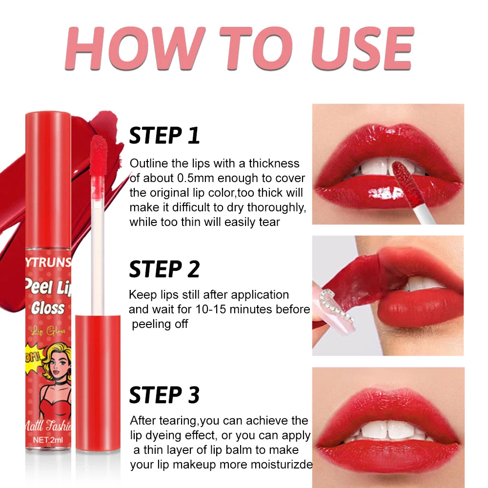YTRUNS 6-Color Liquid Lip Gloss Set – Waterproof Peel-Off Tint