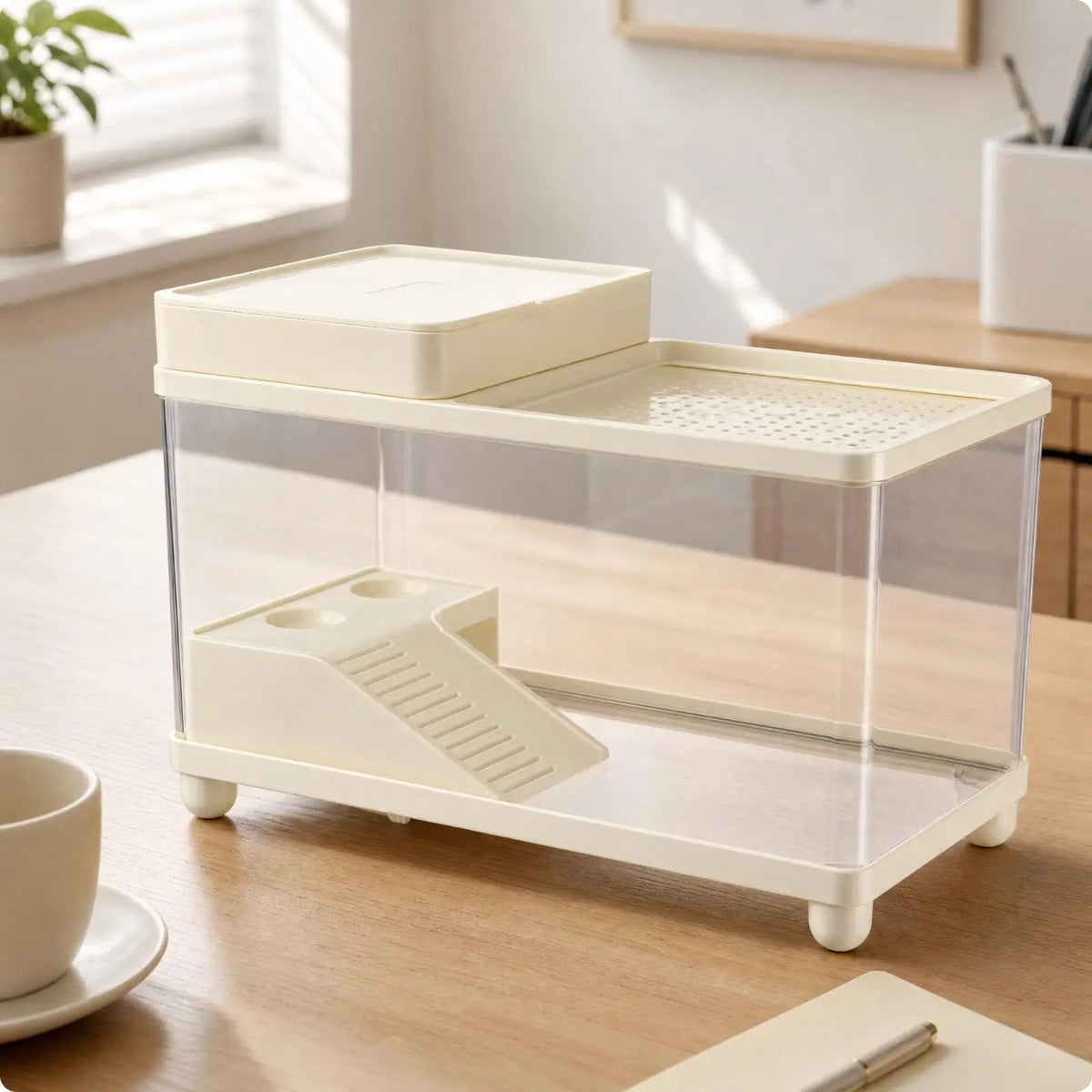 Reptile Terrarium Tank – Ventilated Cover & Clear Walls