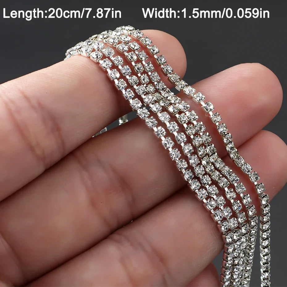Sparkling Silver Chain Nail Art Decoration – DIY Rhinestone