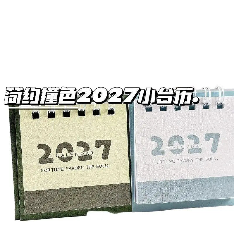 Minimalist 2027 Mini Desk Calendar – Color-Block Desktop Décor