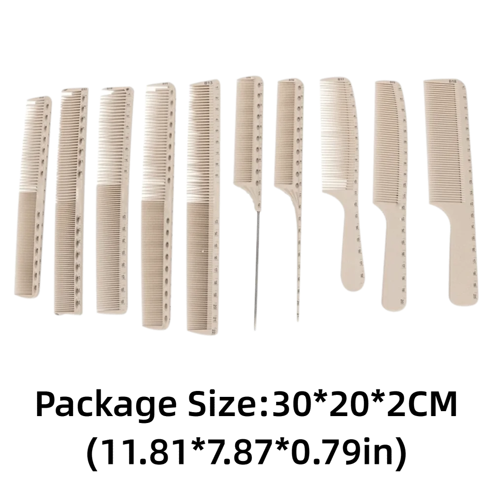 10-Pc Carbon Fiber Hair Cutting Comb Set – Antistatic
