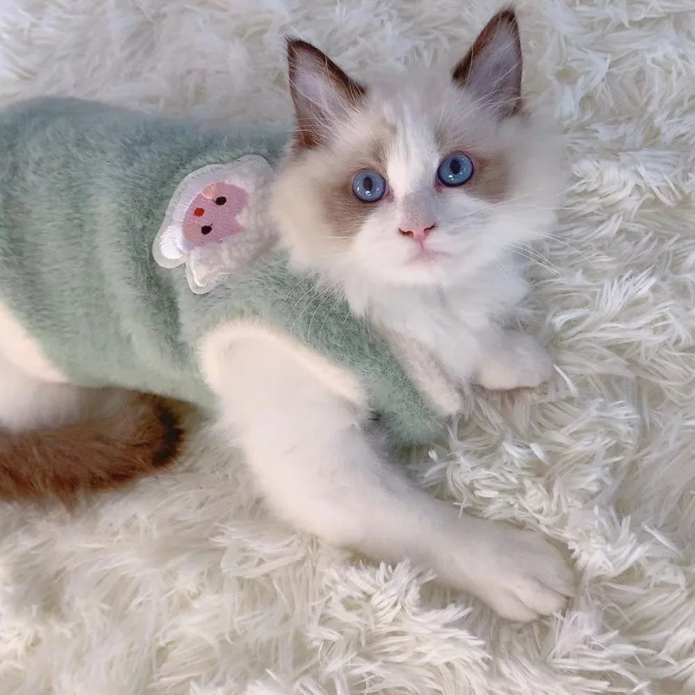 Knit Cat Sweater Vest – Soft Faux Fur Pullover for Kittens