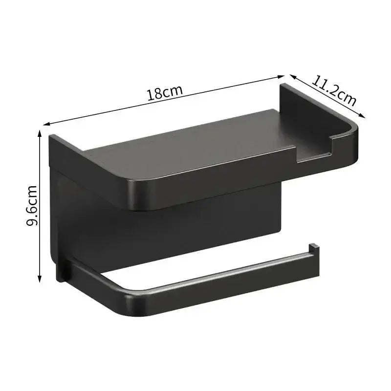 Wall-Mount Toilet Paper Holder & Phone Storage Rack