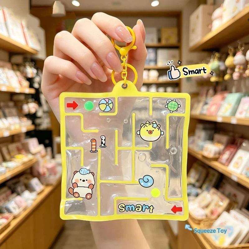 Water Bag Maze Squeeze Fidget Toy with Keychain | Backpack Pendant