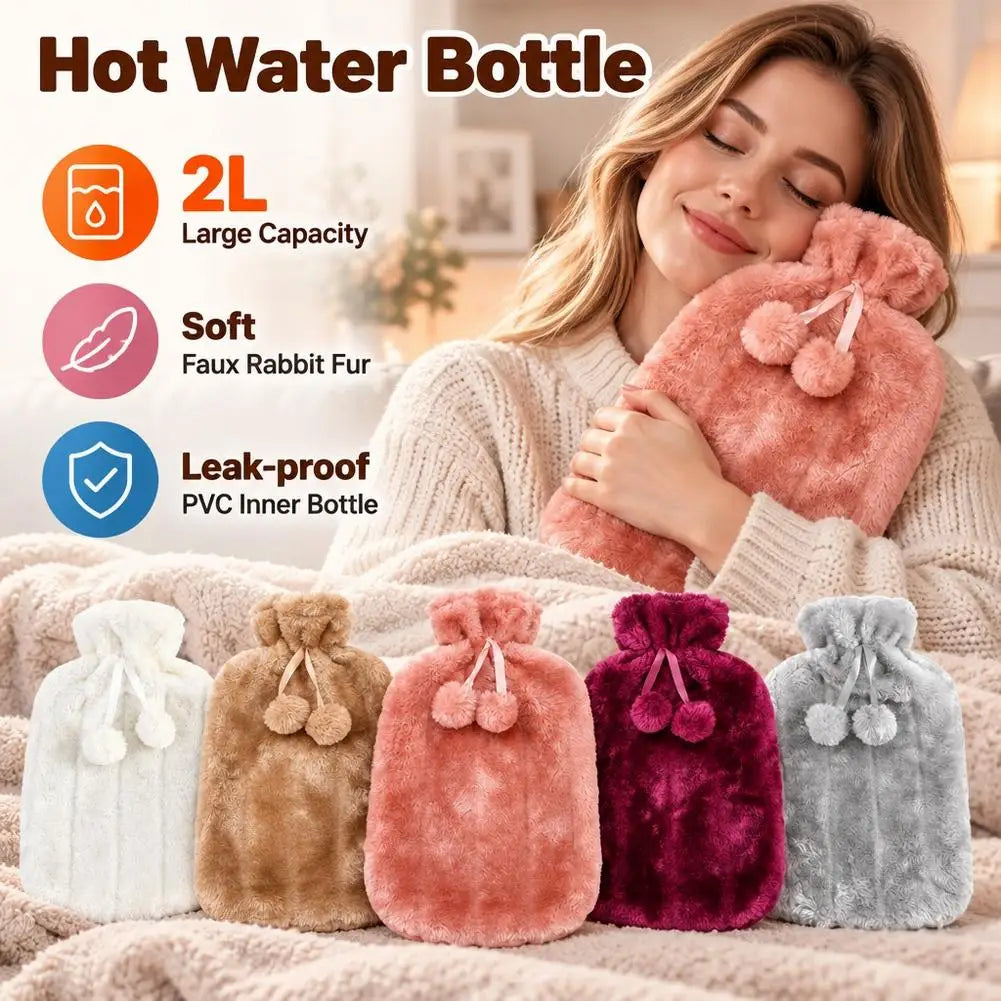 Plush Hot Water Bottle Cover – Washable 2L Bag Sleeve