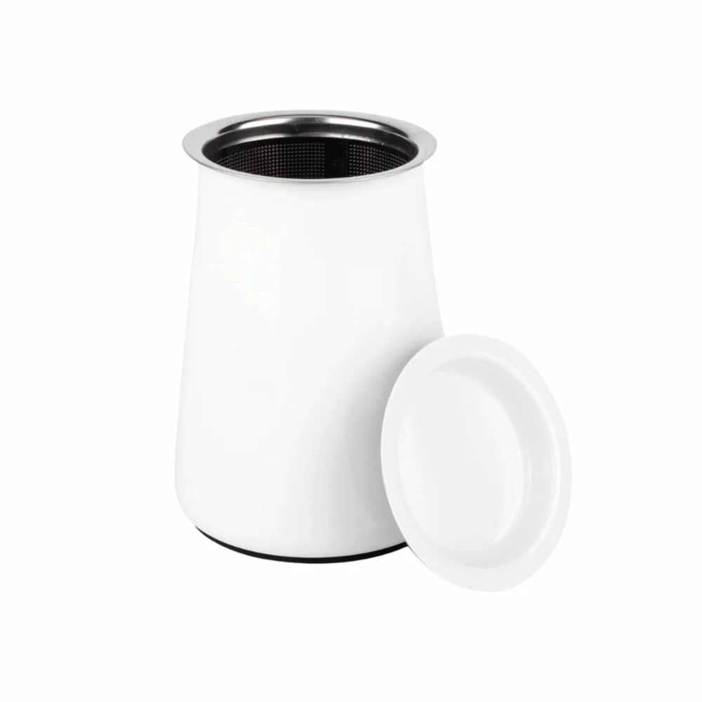 Stainless Steel Coffee Powder Sifter Cup with Lid – White