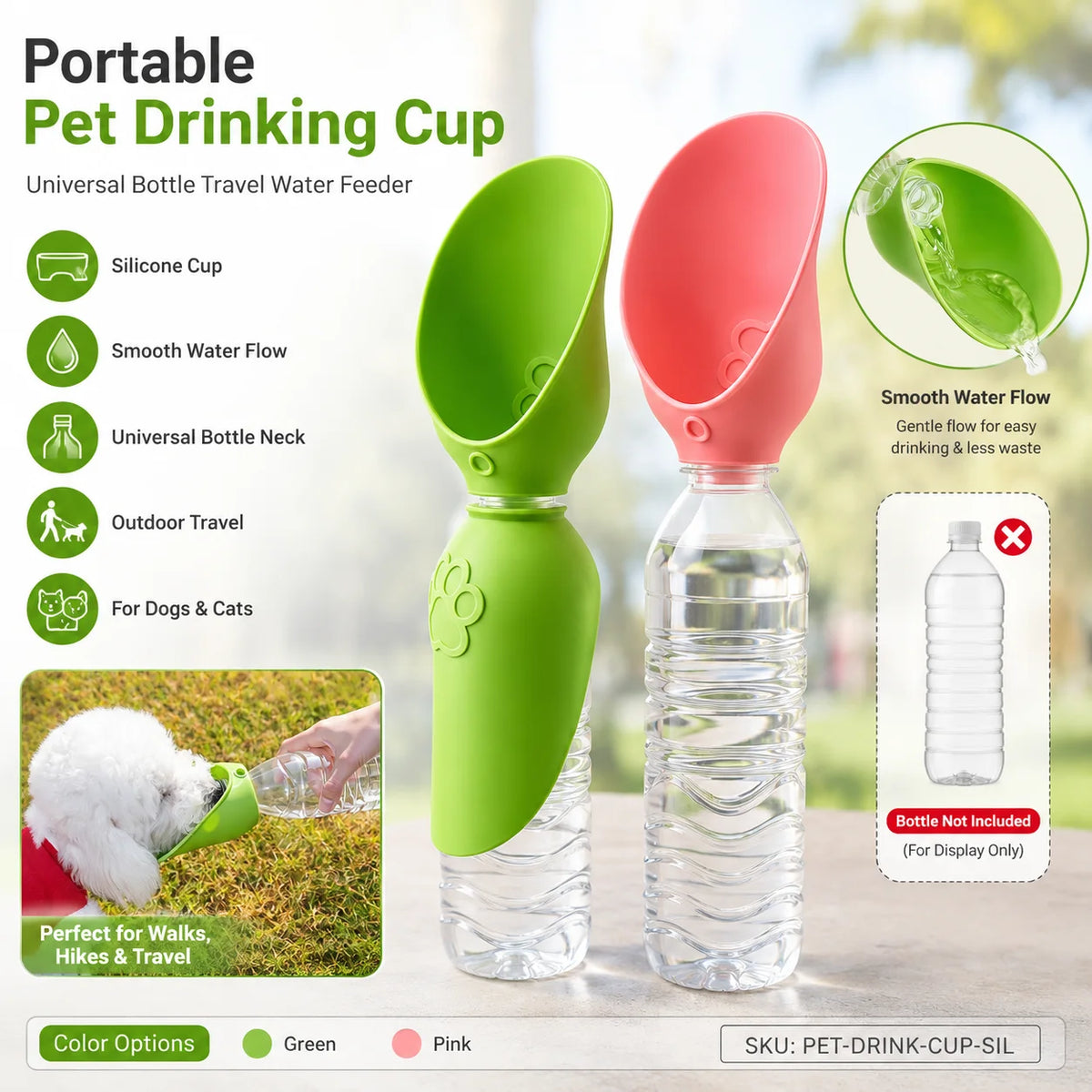 Portable Silicone Pet Travel Water Bowl for Dogs & Cats