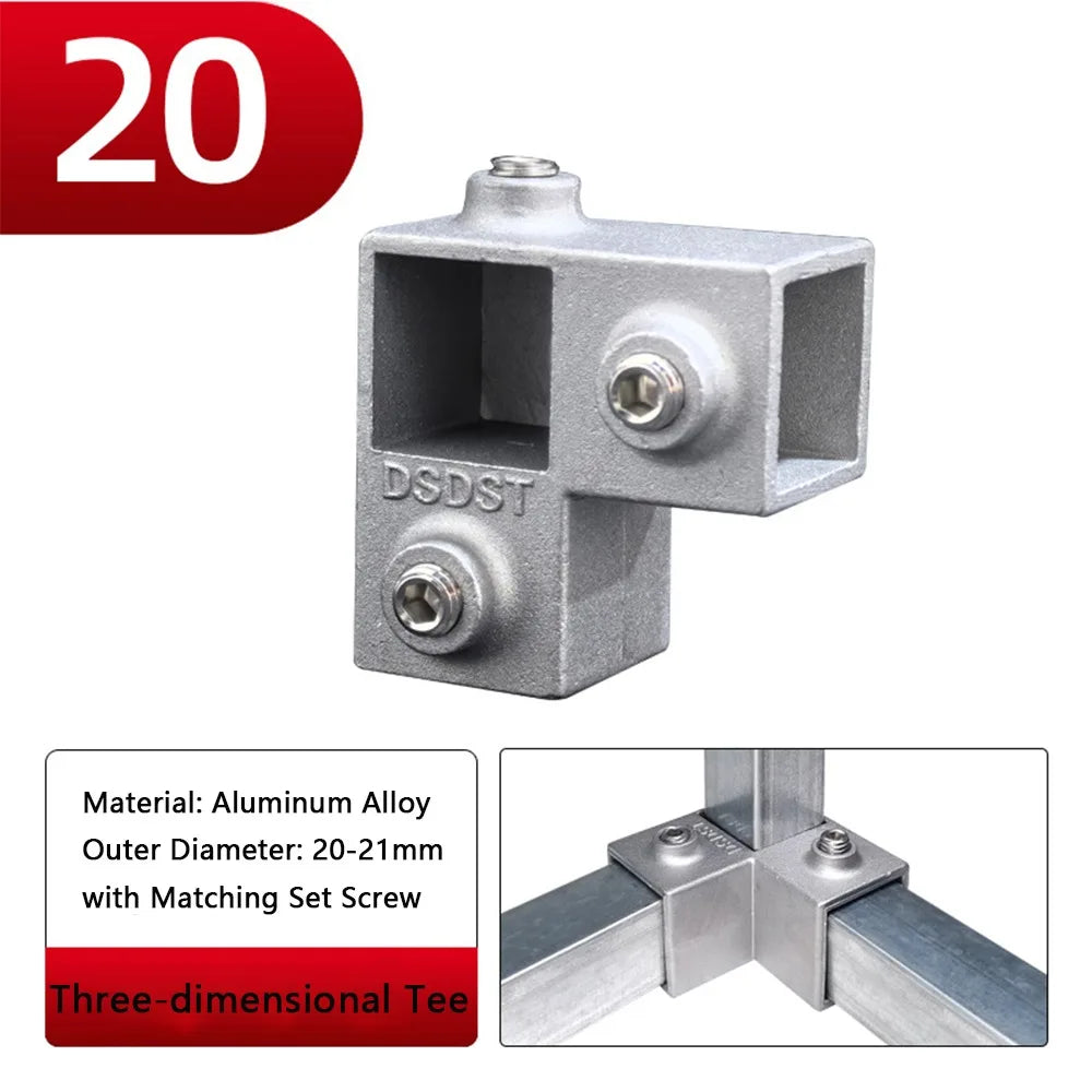 Aluminum Alloy Square Tube Pipe Clamp Connector | 3 Sizes