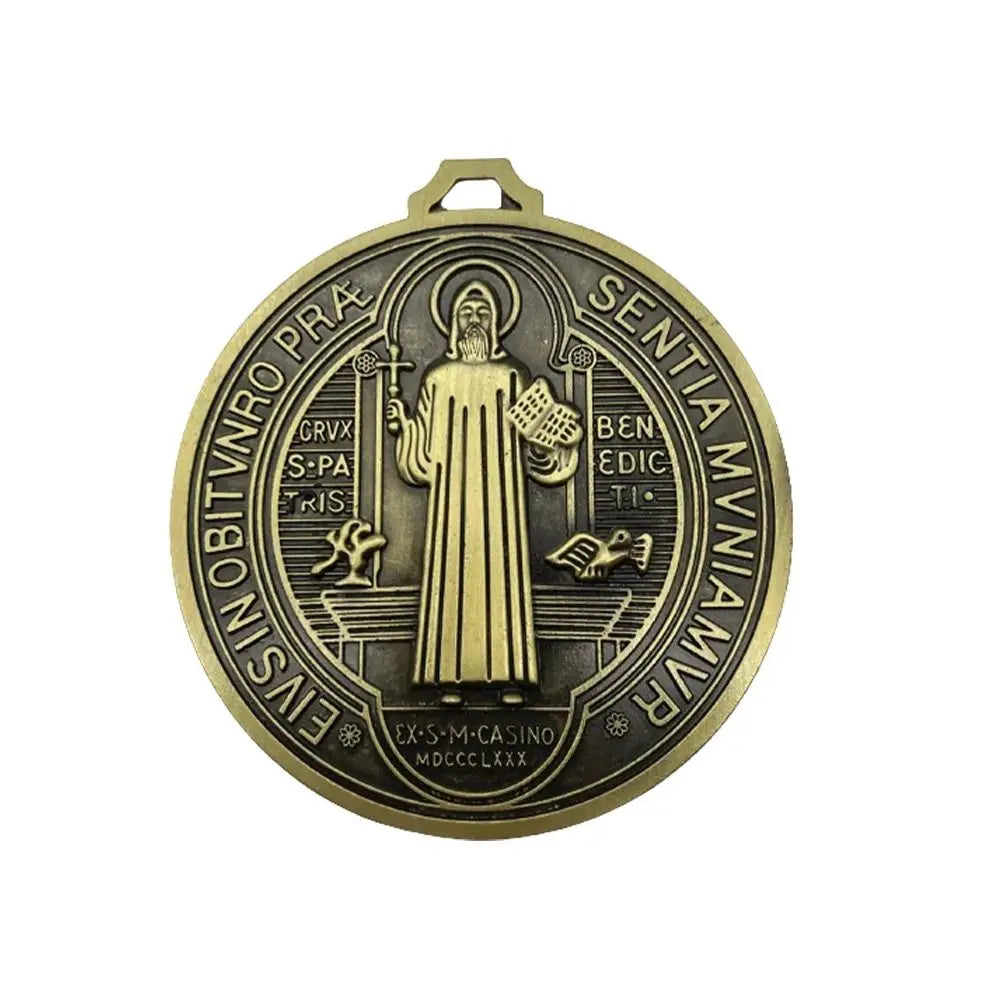 Extra Large Saint Benedict Medal 5-Inch Zinc Alloy Pendant