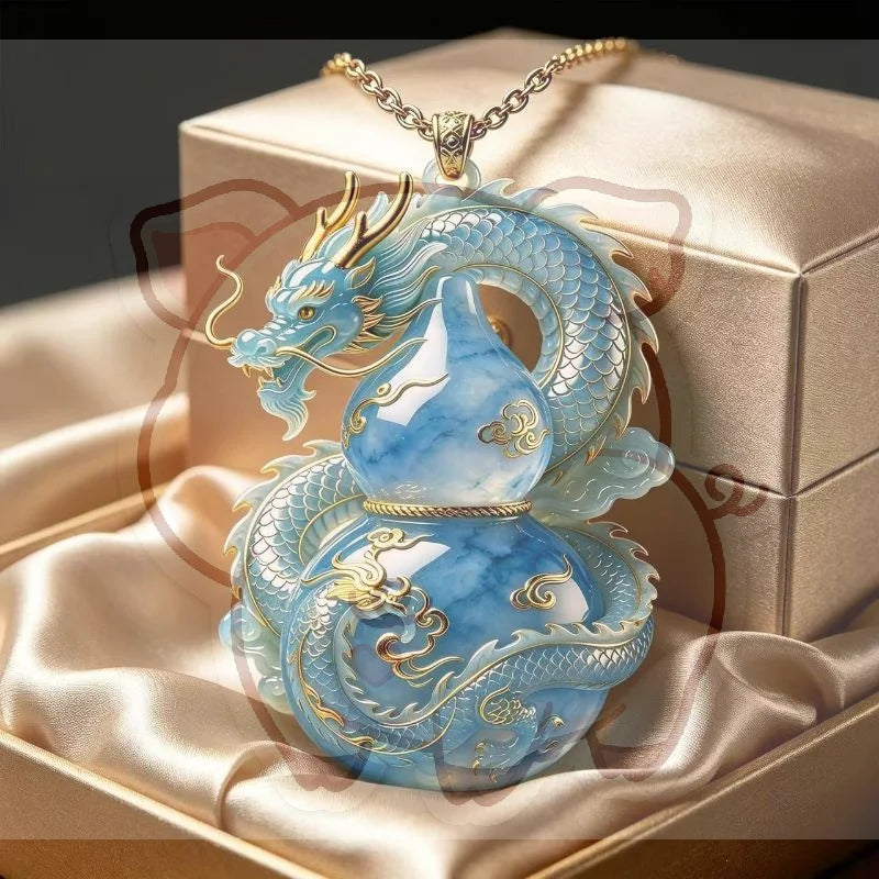 Nine Tailed Fox Enamel Pendant | Chinese Style Gold Necklace