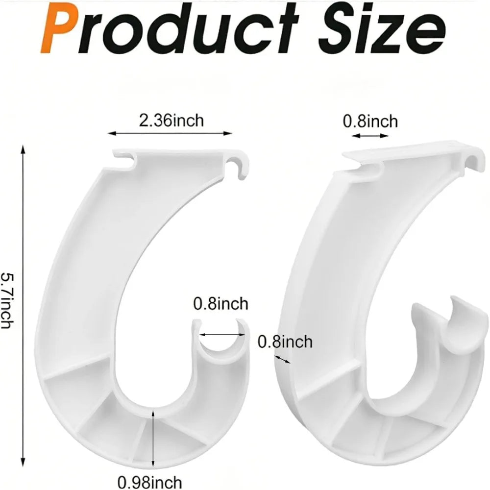 4-Pack J-Shaped Closet Rod Support Brackets – White Plastic