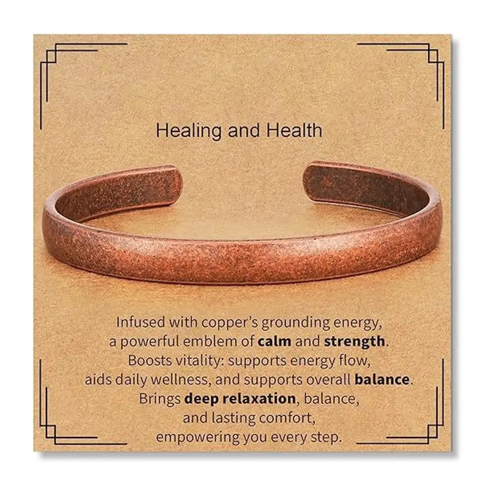 Pure Copper Cuff Bracelet – Adjustable Unisex Bangle Gift