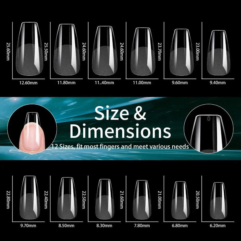 240pcs French Soft Gel Nail Tips – Almond Coffin Square