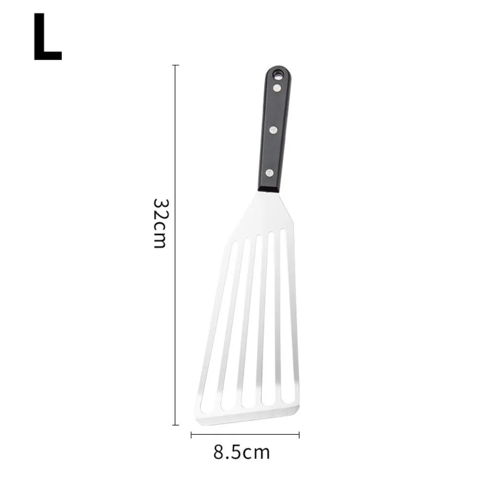 Stainless Steel Slotted Fish Spatula – Wooden Handle BBQ Turner