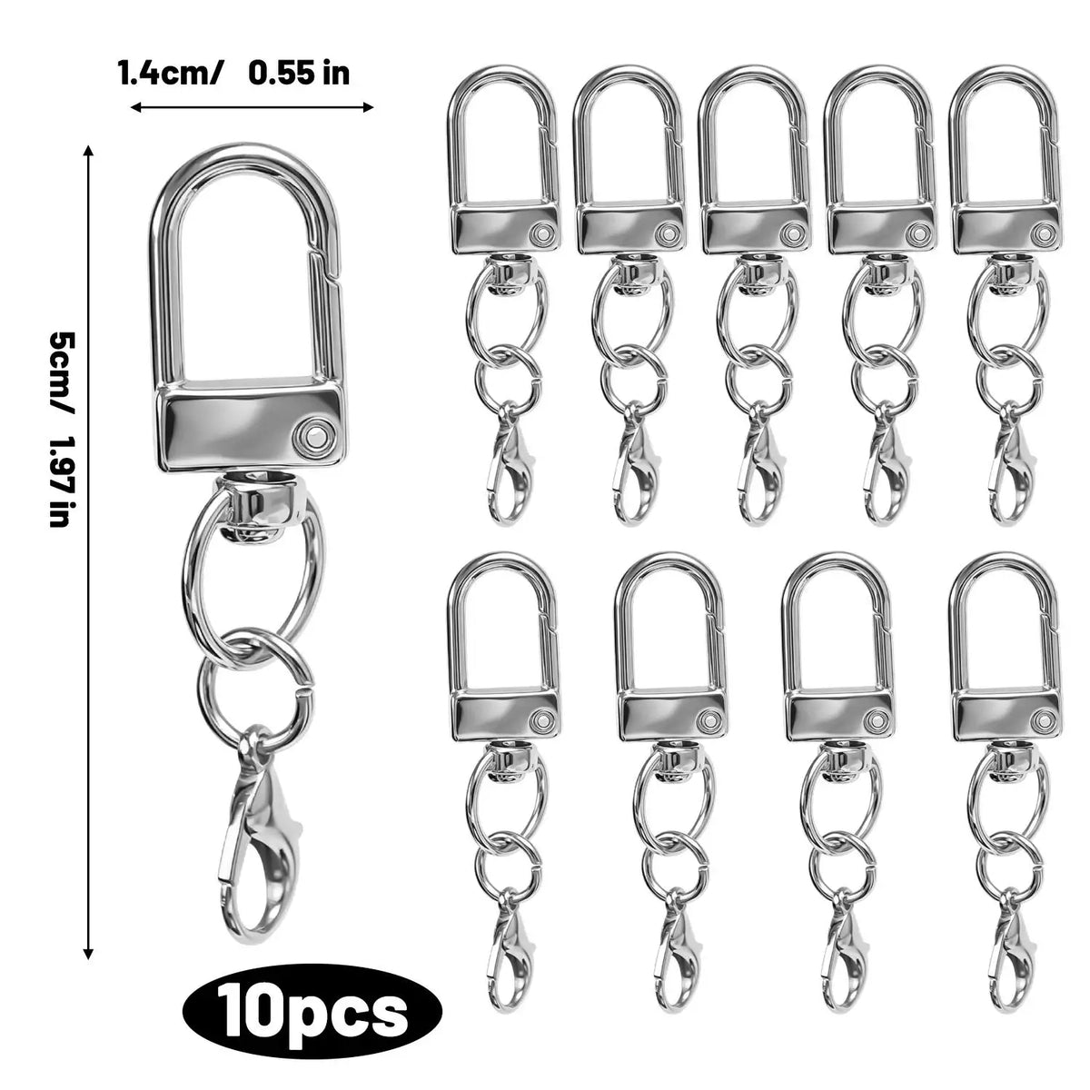 Metal Lobster Clasp Rotating Keychain – 10-Pack DIY Hardware