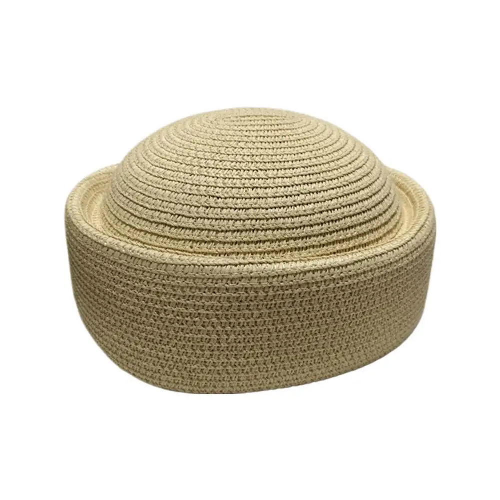 Women's Straw Pillbox Hat – Retro Japanese Painter Beret Style
