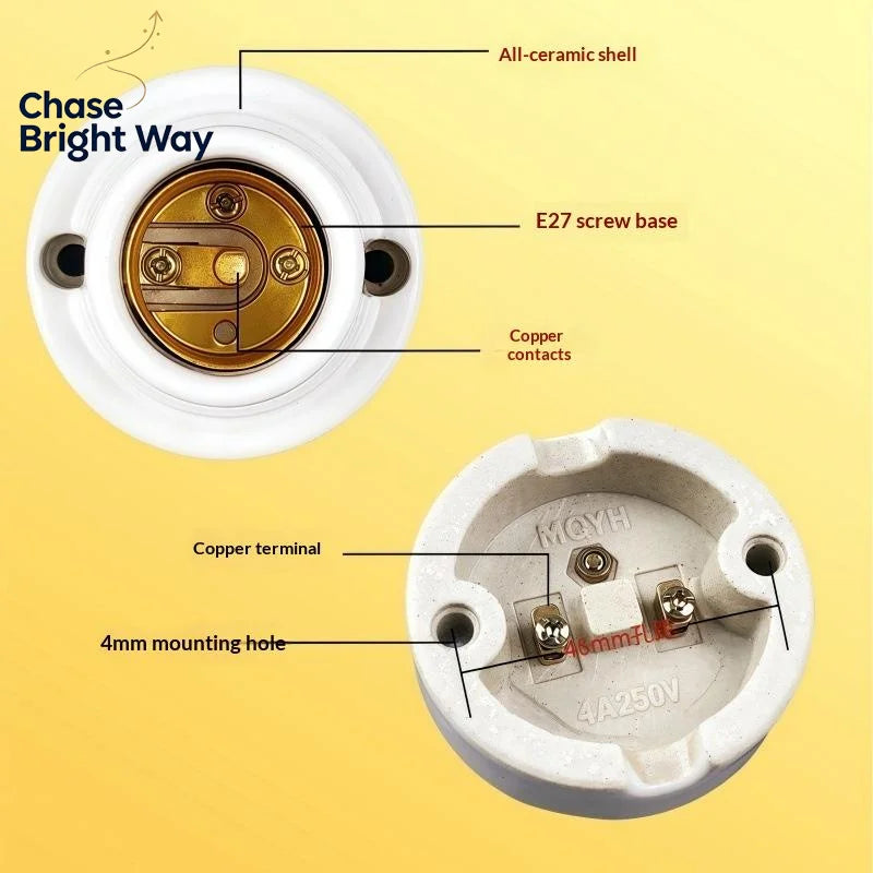 Waterproof E27 Ceramic Lamp Holder – Outdoor Light Socket