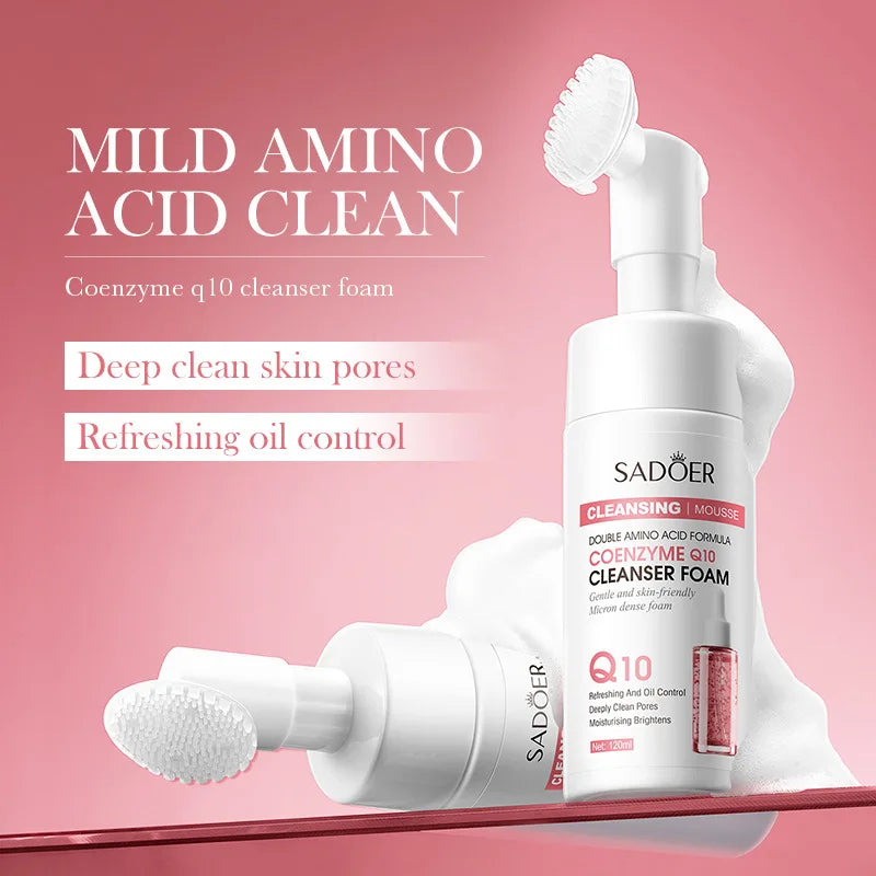 SADOER Q10 Vitamin C Facial Cleanser – Brightening Foam Wash