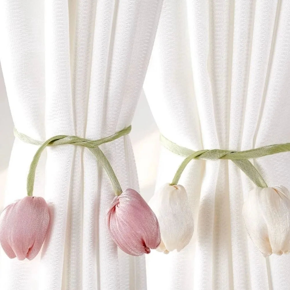 Tulip Curtain Tiebacks – Adjustable Cotton Tie Rope, 2-Pack