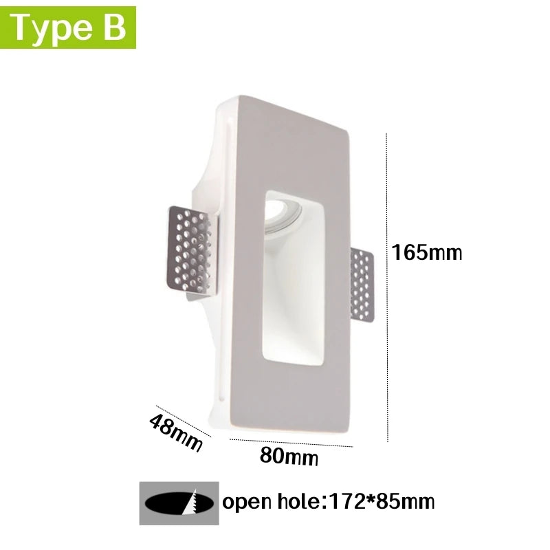 Recessed GU10 Gypsum LED Step Wall Lamp | Stair & Corridor