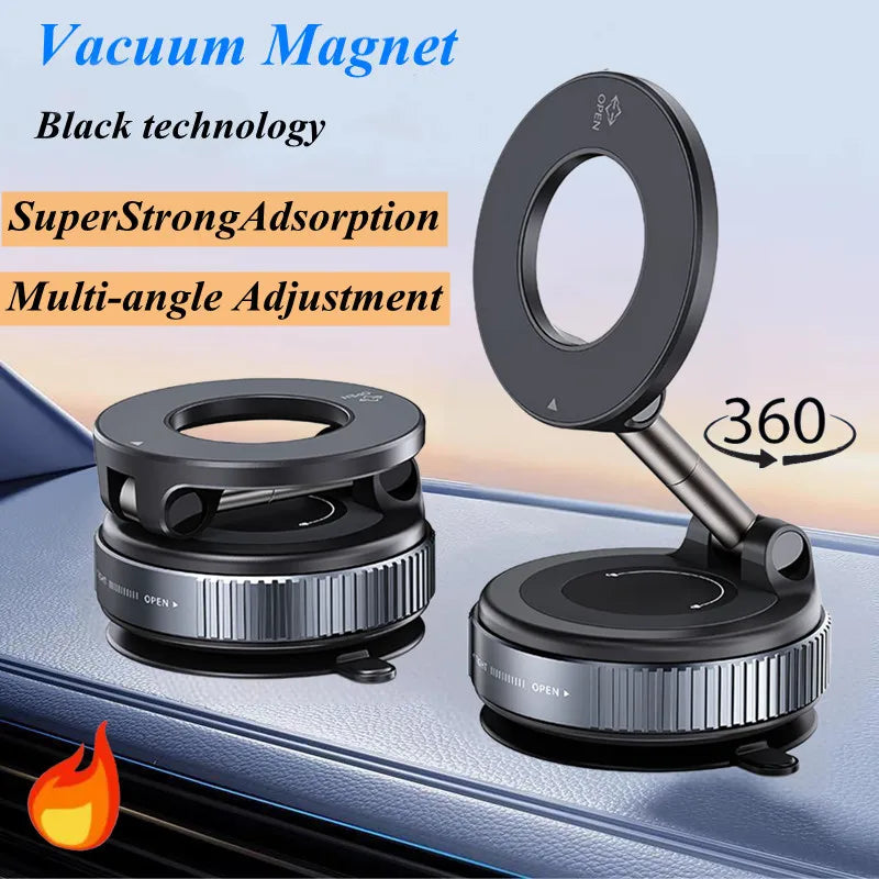 Magnetic Car Phone Holder – 360° Foldable Vacuum Suction Mount