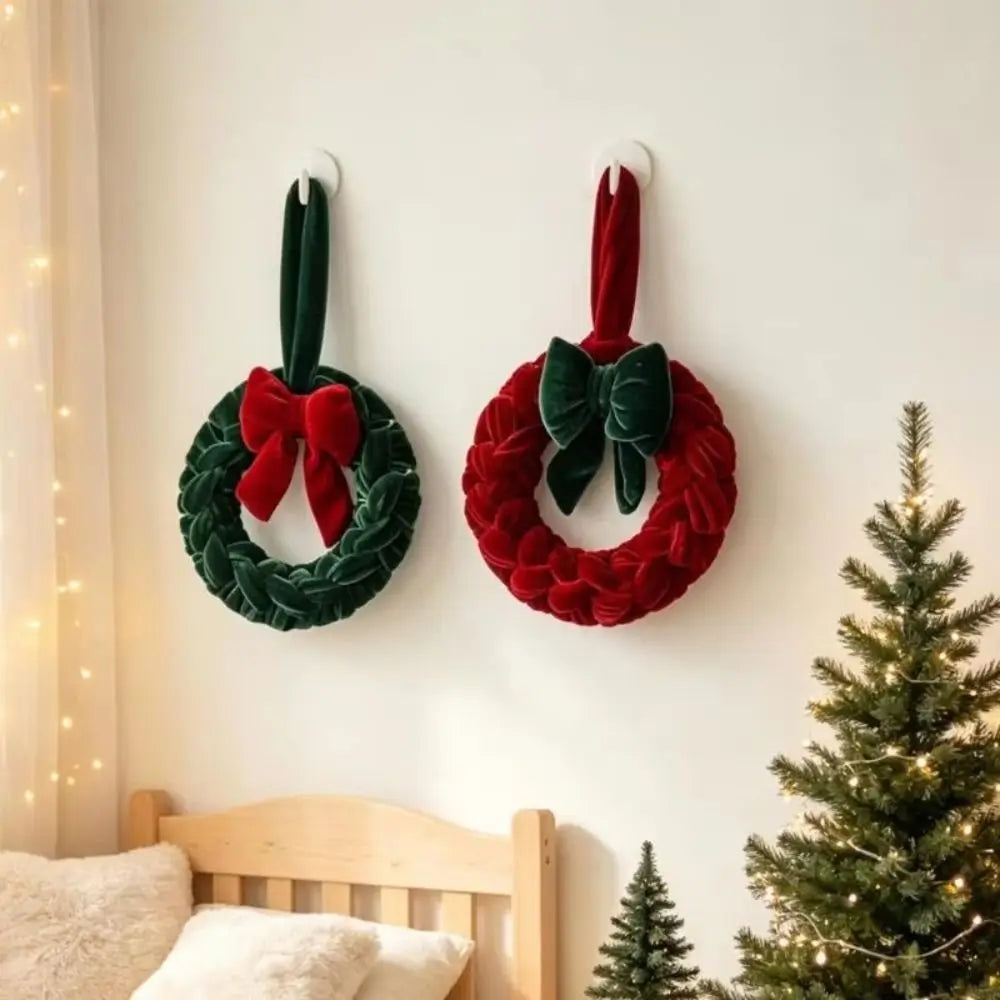 Velvet Mini Wreath Ornament – Red & Green Christmas Decor