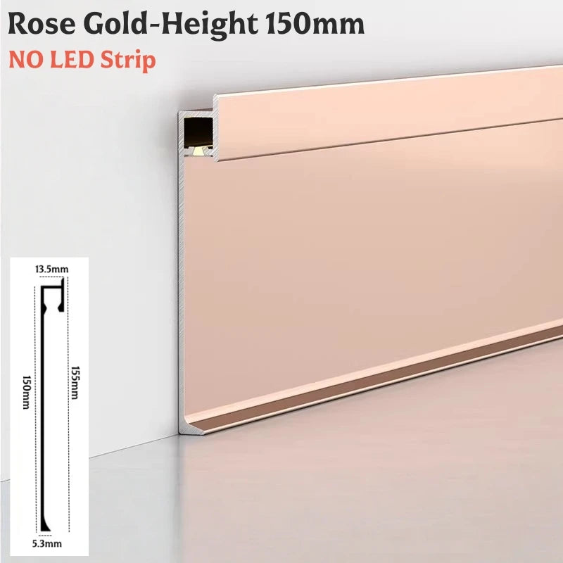 Ultra-Thin Recessed LED Skirting Baseboard Aluminum Profile 150mm